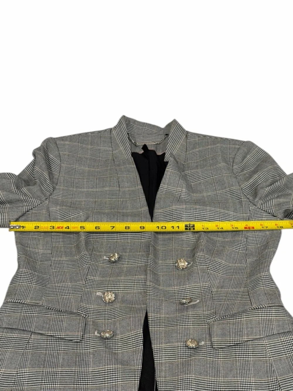 White House Black Market Glen Plaid Blazer Size 6 Tailored Double Button Chic - Picture 6 of 10